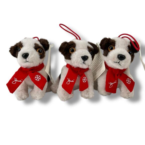 Wells Fargo Dog Jack Russell Terrier Plush 3.5" Puppy Set Christmas Ornament - Picture 1 of 6